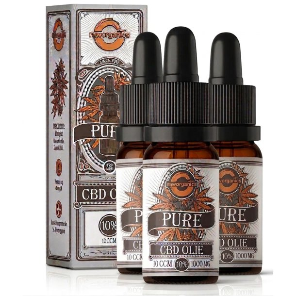 3 stk. Dansk Raw Organics 10% CBD olie uden THC