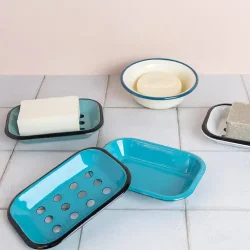 Emaljeret jern s�besk�l i turkisbl� - 158 g