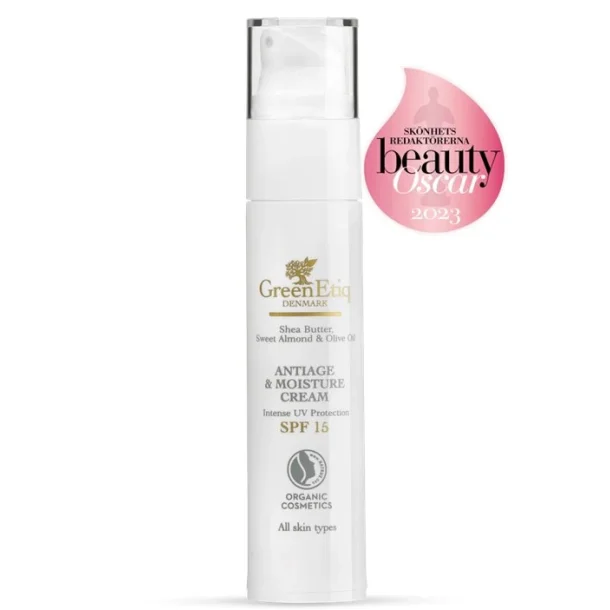 AntiAge &amp; Moisture cream - SPF15, Organic &amp; Vegan, With Almond, Olive &amp; SheaButter