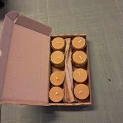 Fyrfadslys af bivoks MIX  4 styk i glas og 4 refill