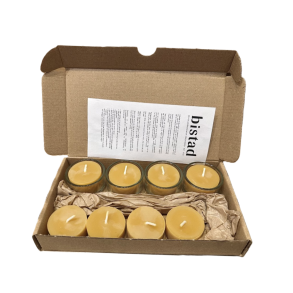 Bivoks Fyrfadslys MIX � 4 stk i glas + 4 refill