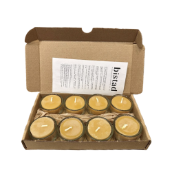 Bivoks Fyrfadslys med Glasstage � 8 stk