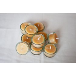 Fyrfadslys af bivoks med glasstage  8 stk