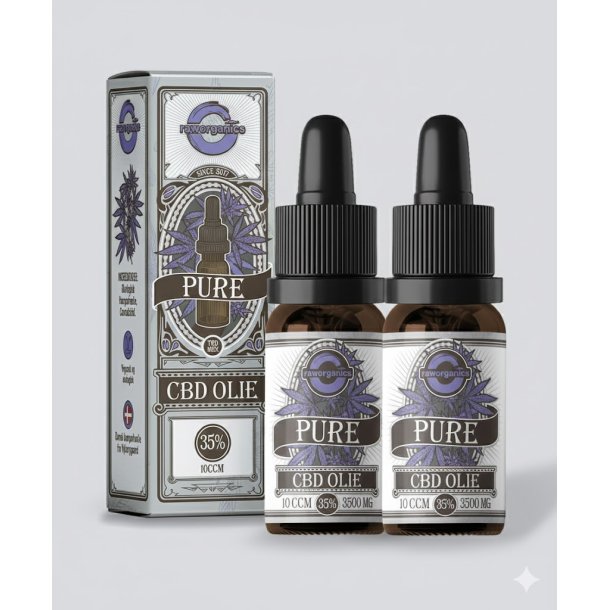 2 stk. Dansk Raw Organics CBD olie (35% / 3500mg CBD / 0.00% THC) Broad Spectrum