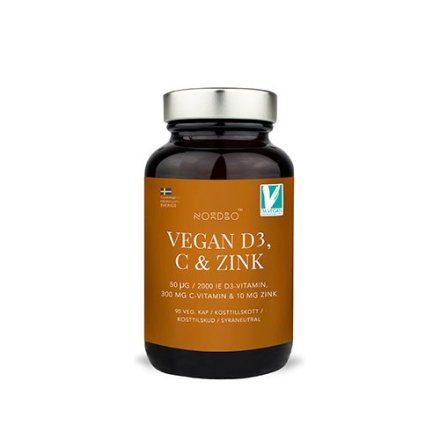 NORDBO Vegansk D3, C & Zink (90 kapsler)