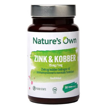Nature's Own Zink og Kobber Food State (50 tabletter)